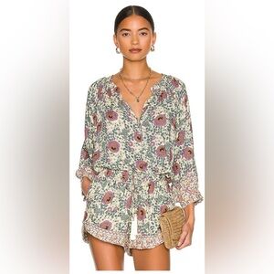 Natalie Martin Vintage Floral Lavender V-Neck Tunic Top